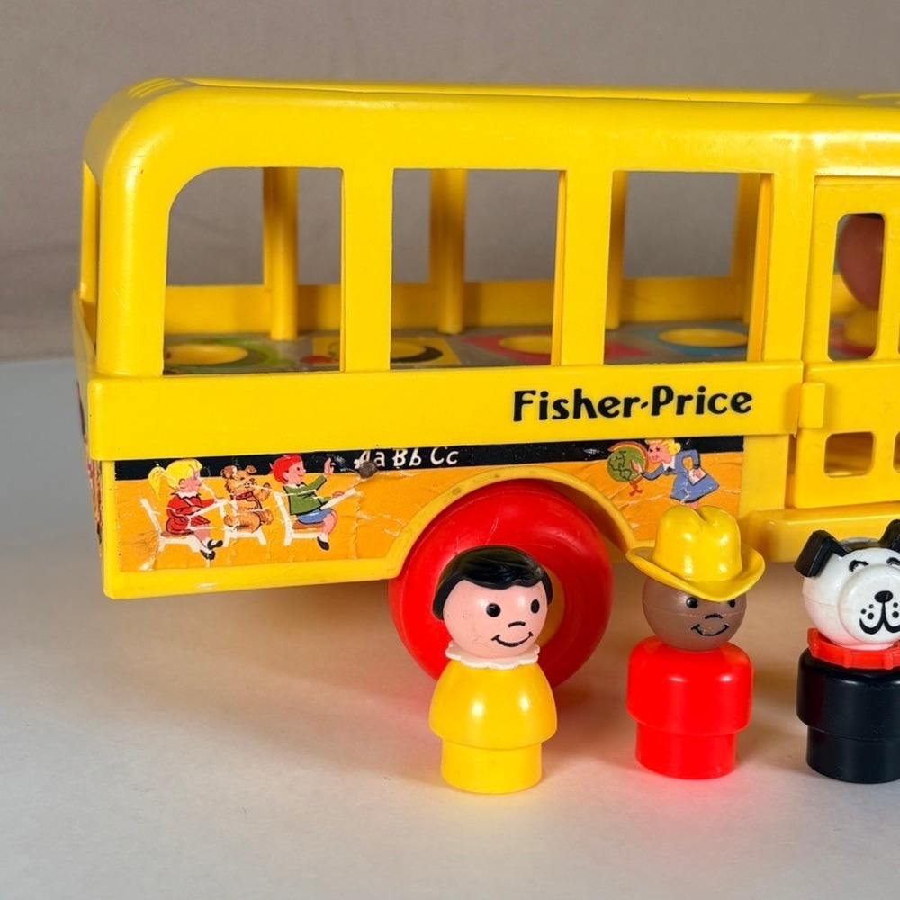 Vintage 1988‎ Fisher-Price Little People School Bus 192 4 Figures - Picture 7 of 12